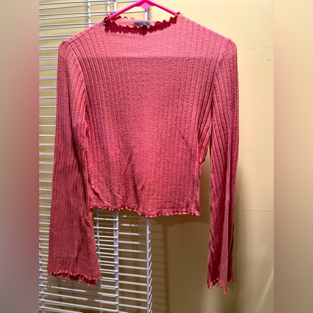 Womens Long Flare Sleeve Crop Top